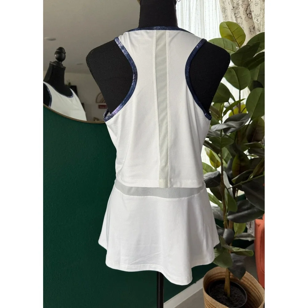 Tail Activewear Layered Mesh Racerback Tennis Tank Top Womens L White Preppy - Picture 4 of 8